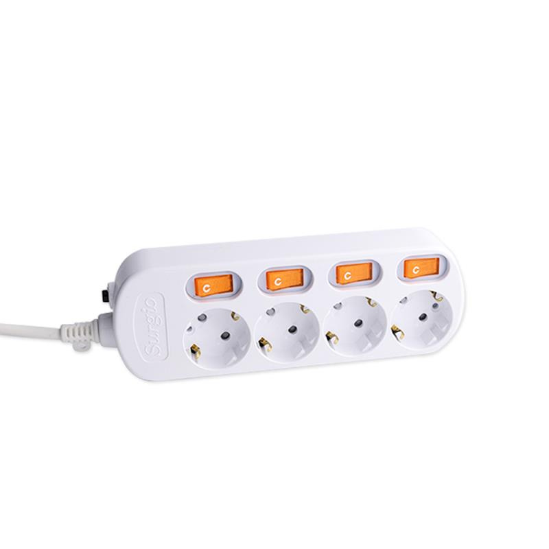 220 V-250V 4 Pistorasiat EU-vakiopistoketta riippumattomalla kytkimellä 220 V-250V 4 Pistorasiat EU-vakiopistoketta riippumattomalla kytkimellä